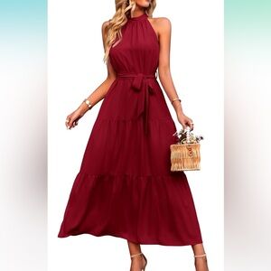 Amazon Red Halter Dress